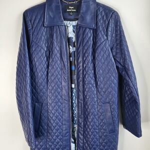 Dennis Basso faux blue leather jacket.  Like new condition size S